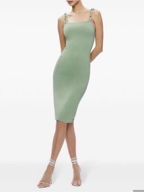 Alice + Olivia Mint Green Braided-Strap Midi Dress